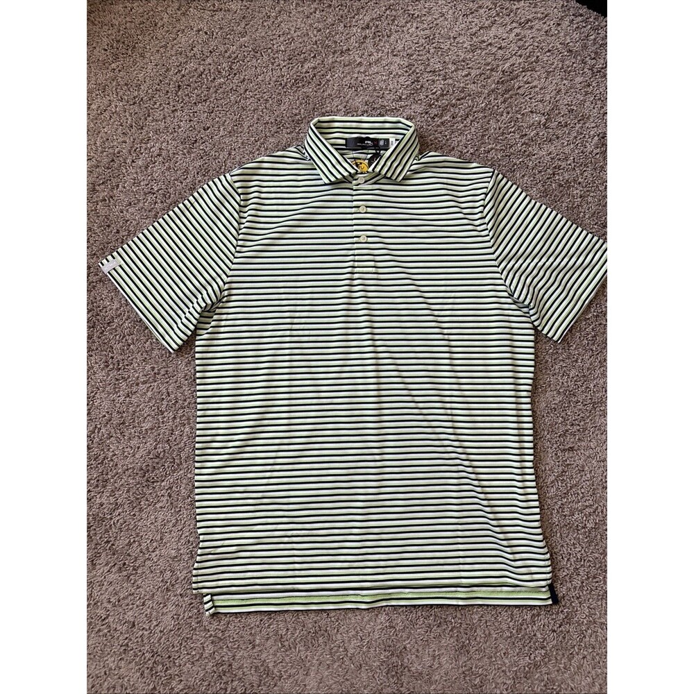 NWT RLX Ralph Lauren Men's Striped Short Sleeve Green Golf Polo Shirt Large
